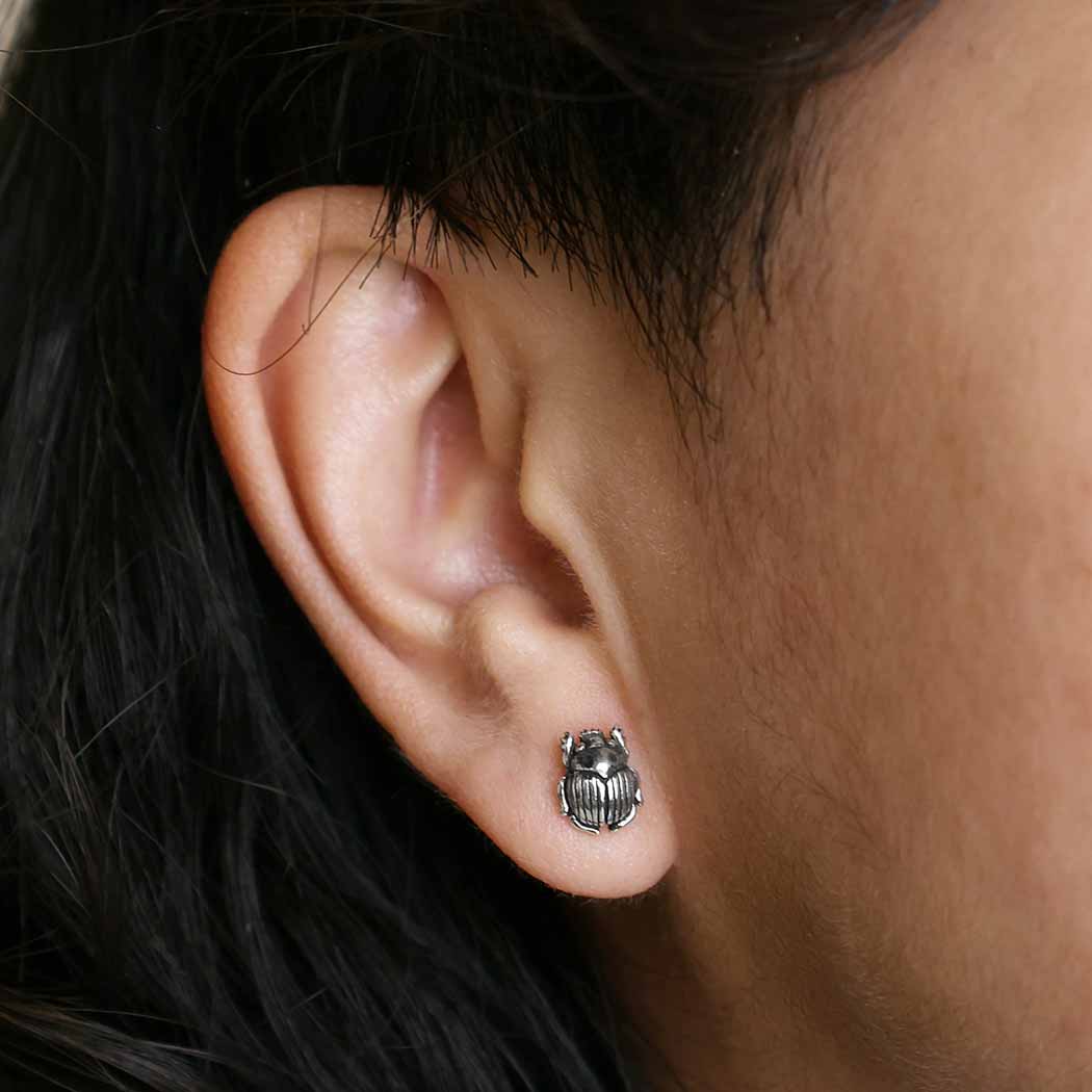 Silver earrings scarab