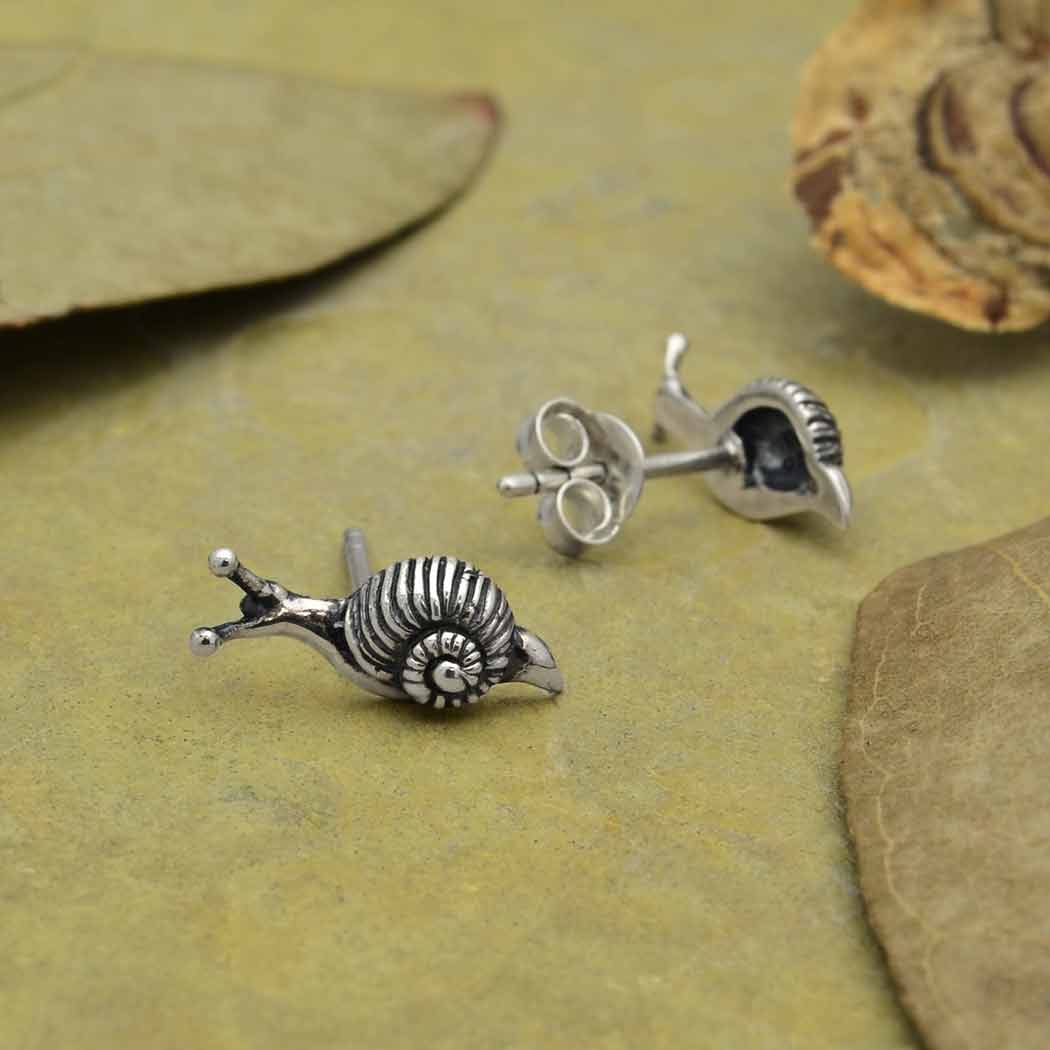 Silver earrings snail