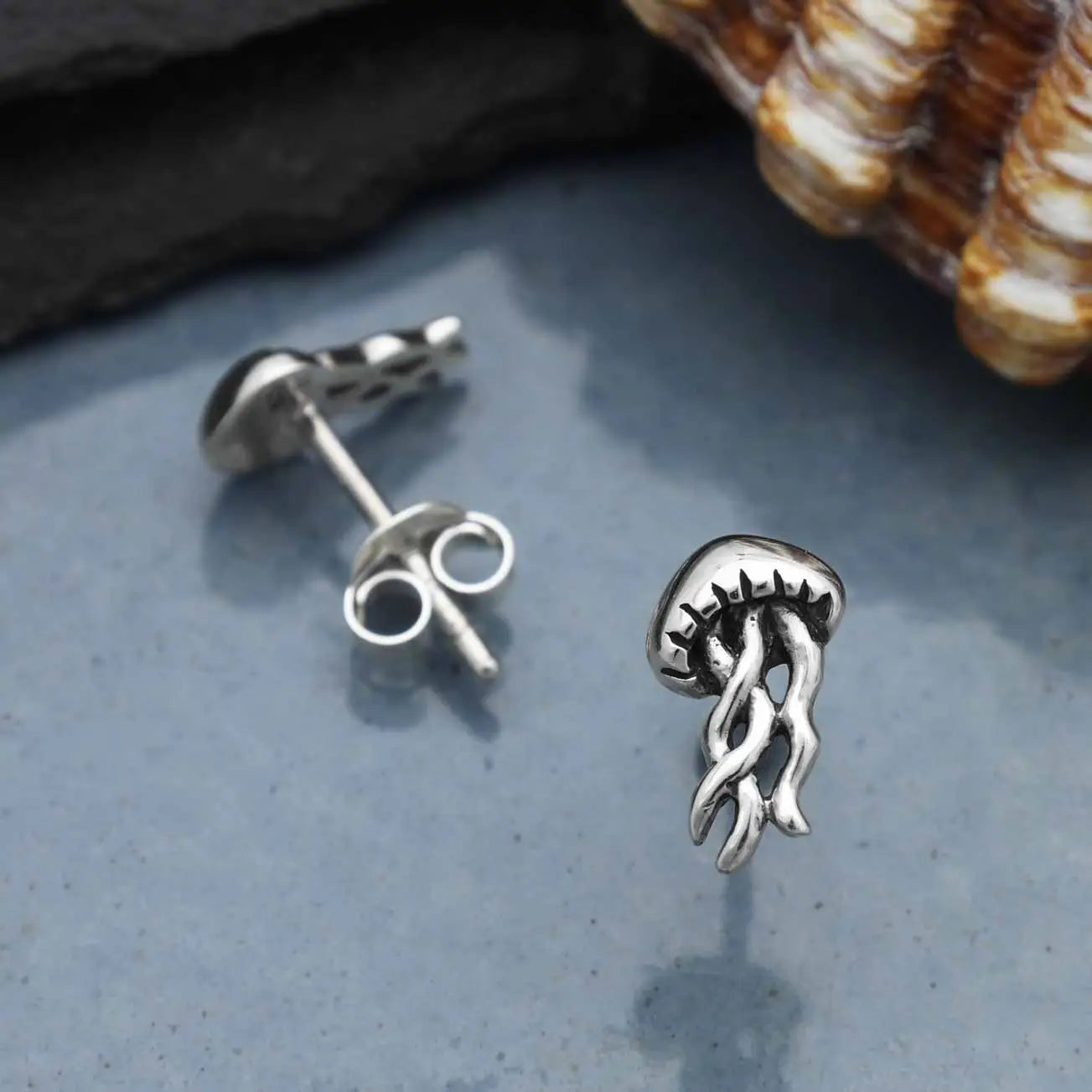 Silver earrings jellyfish