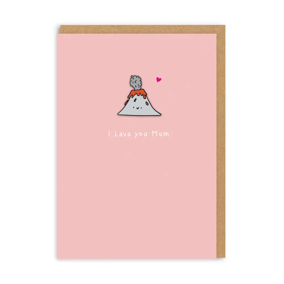 Greeting card with pin "I Lava You Mum"