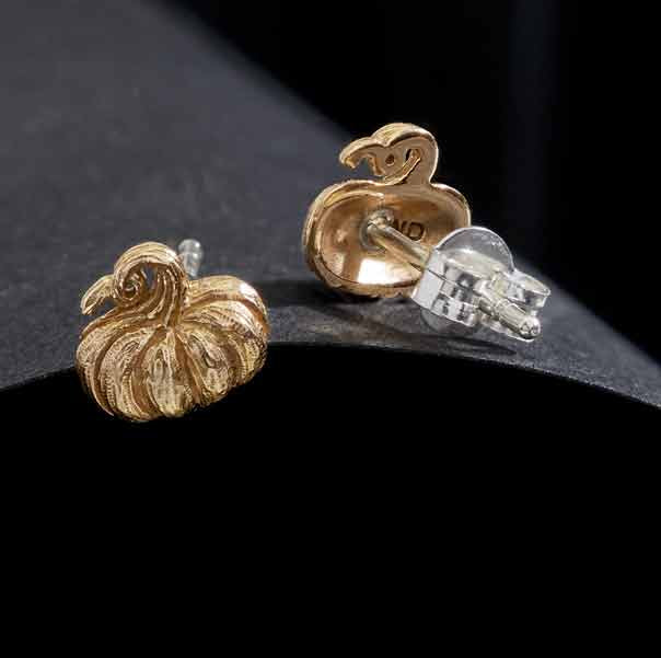 Silver earrings with bronze pumpkin