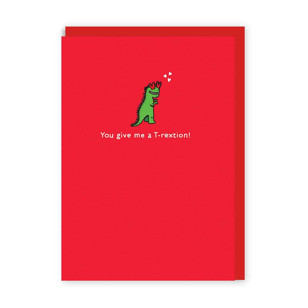 Greeting card with pin "T-rextion" -. Fairy Positron