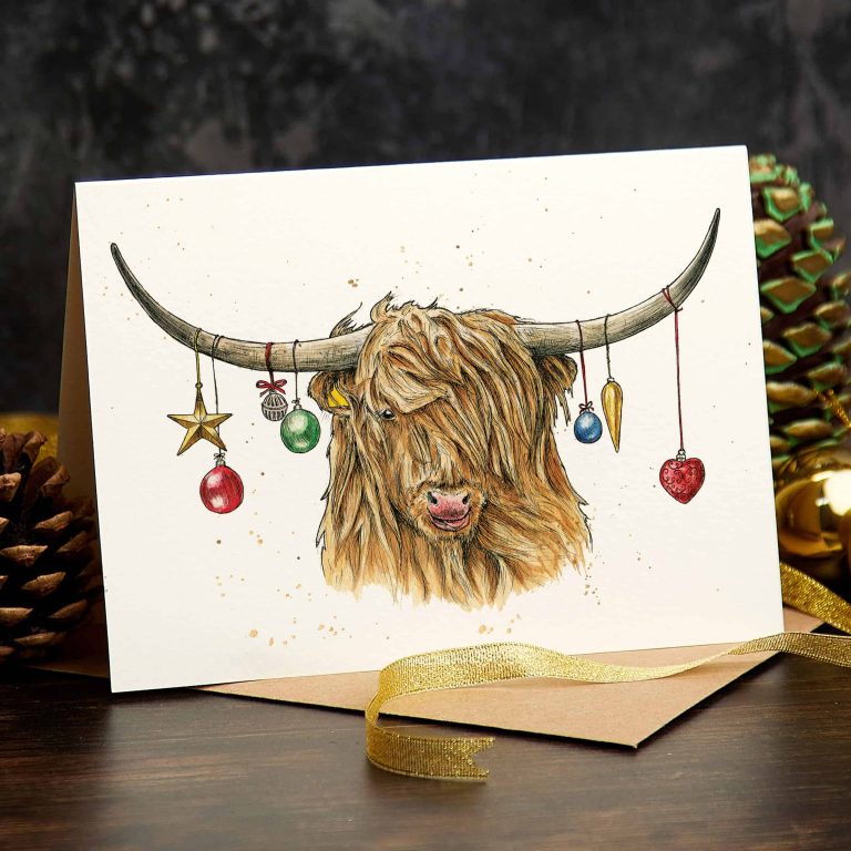 Greeting card Christmas Scottish highlander - Fairy Positron