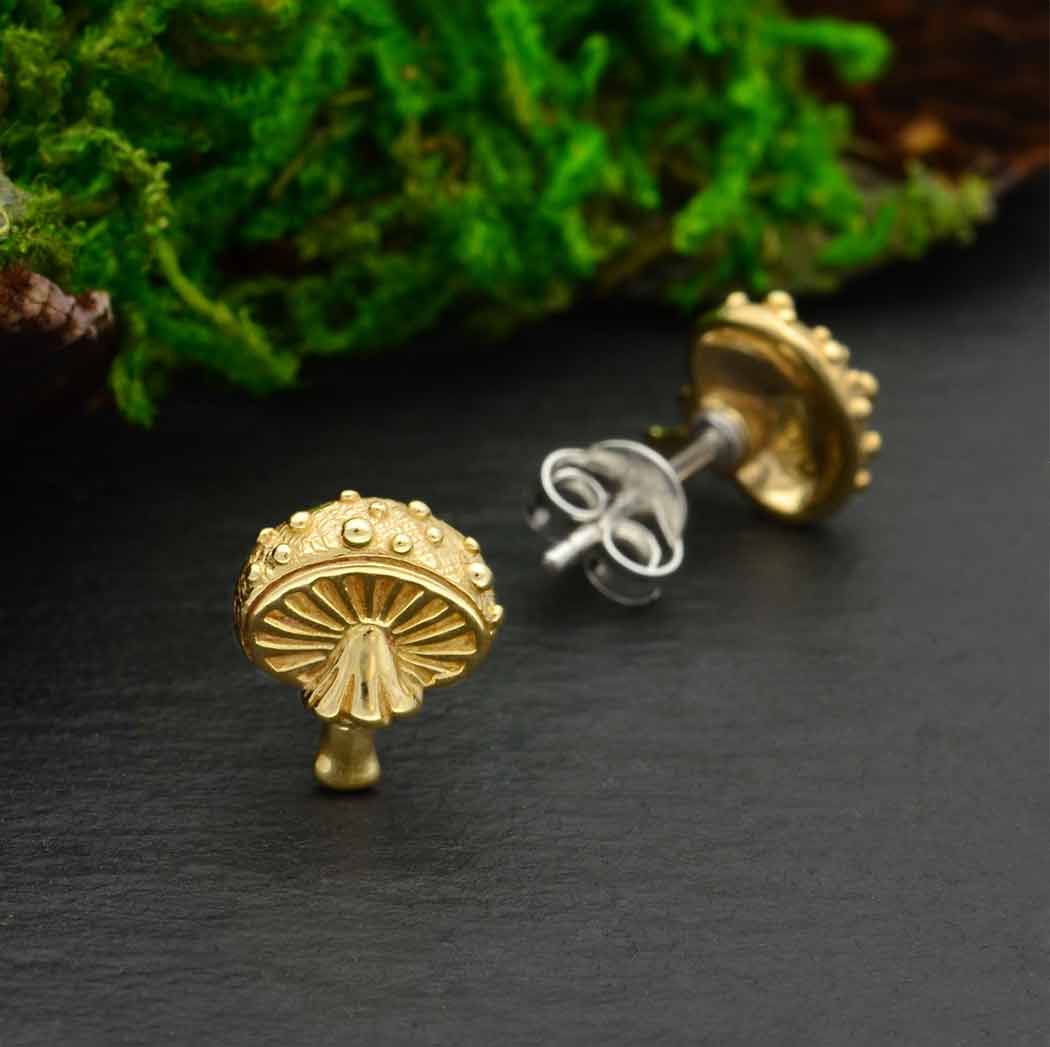 Silver earrings with bronze fly agaric - Fairy Positron