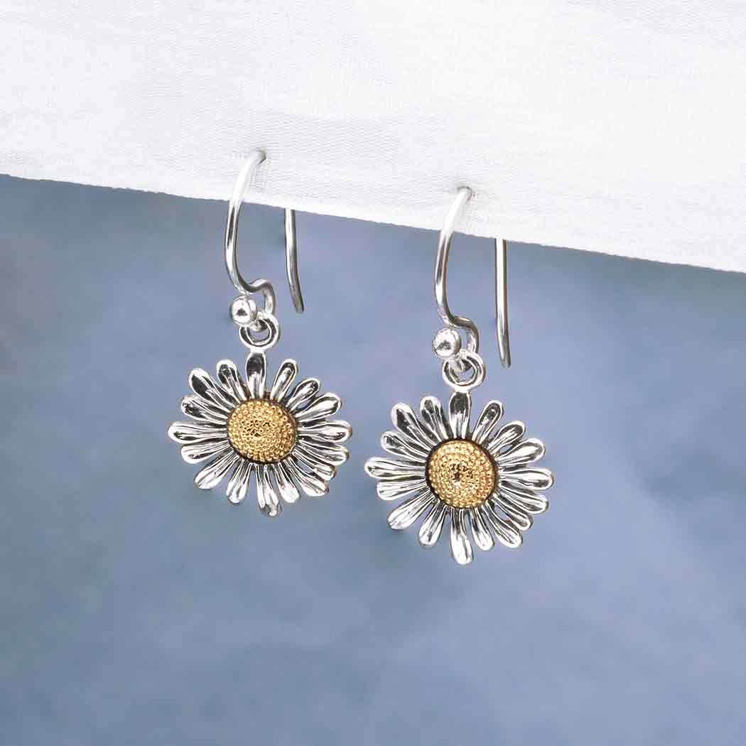 Silver/bronze earrings daisy (pendants) - Fairy Positron