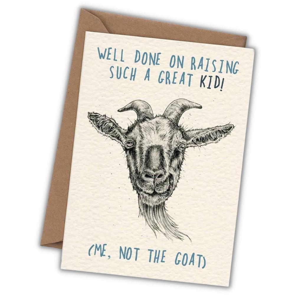 Greeting card goat "Well done on raising such a good kid" -. Fairy Positron