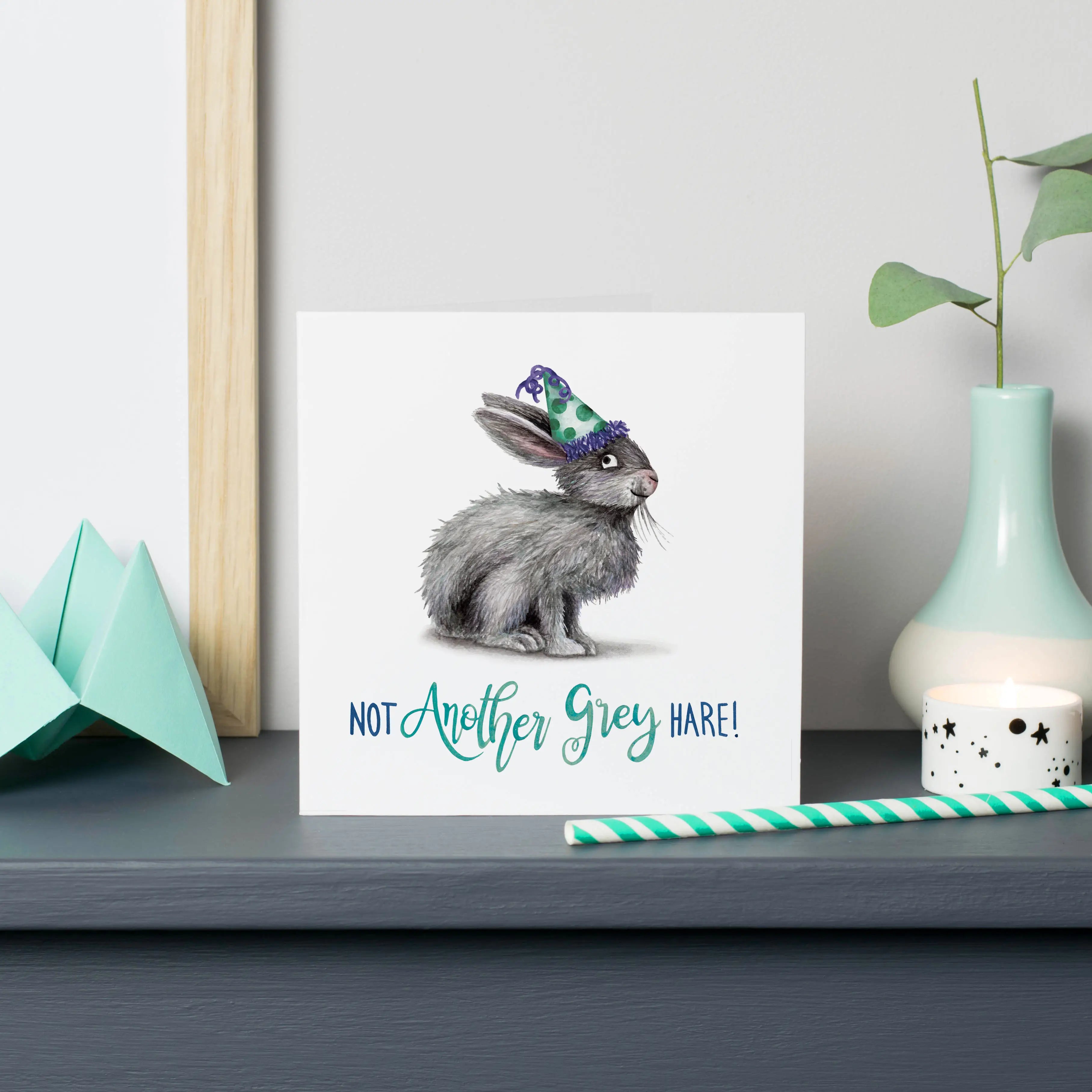 Greeting card hare "Another gray hare" -. Fairy Positron