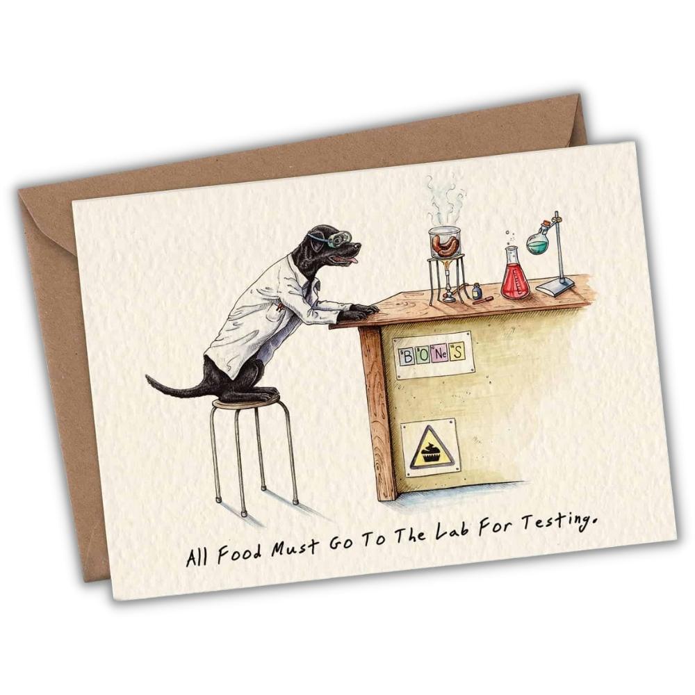 Greeting card lab "All food must go to the lab for testing" -. Fairy Positron