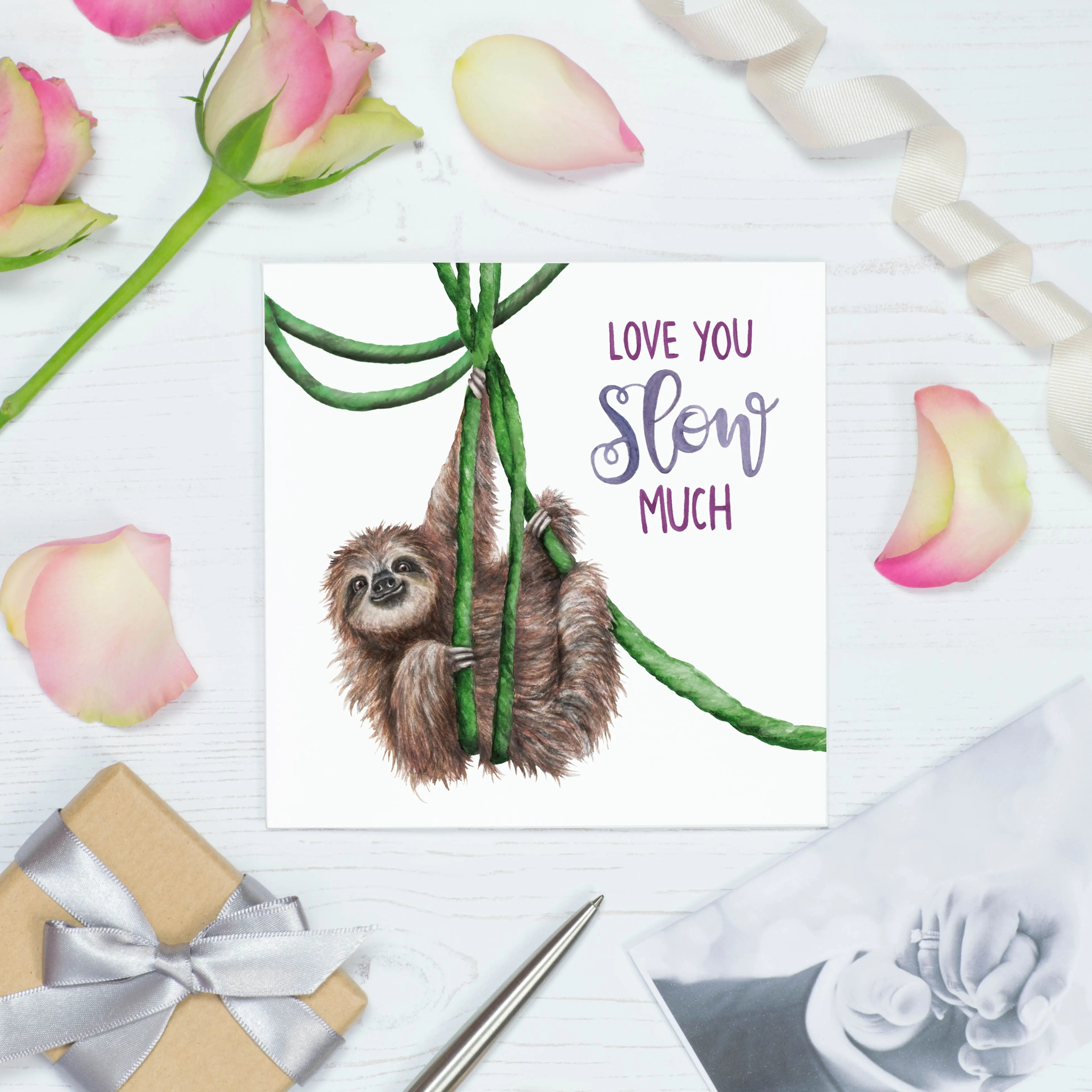 Greeting card sloth "Love You Slow Much" -. Fairy Positron
