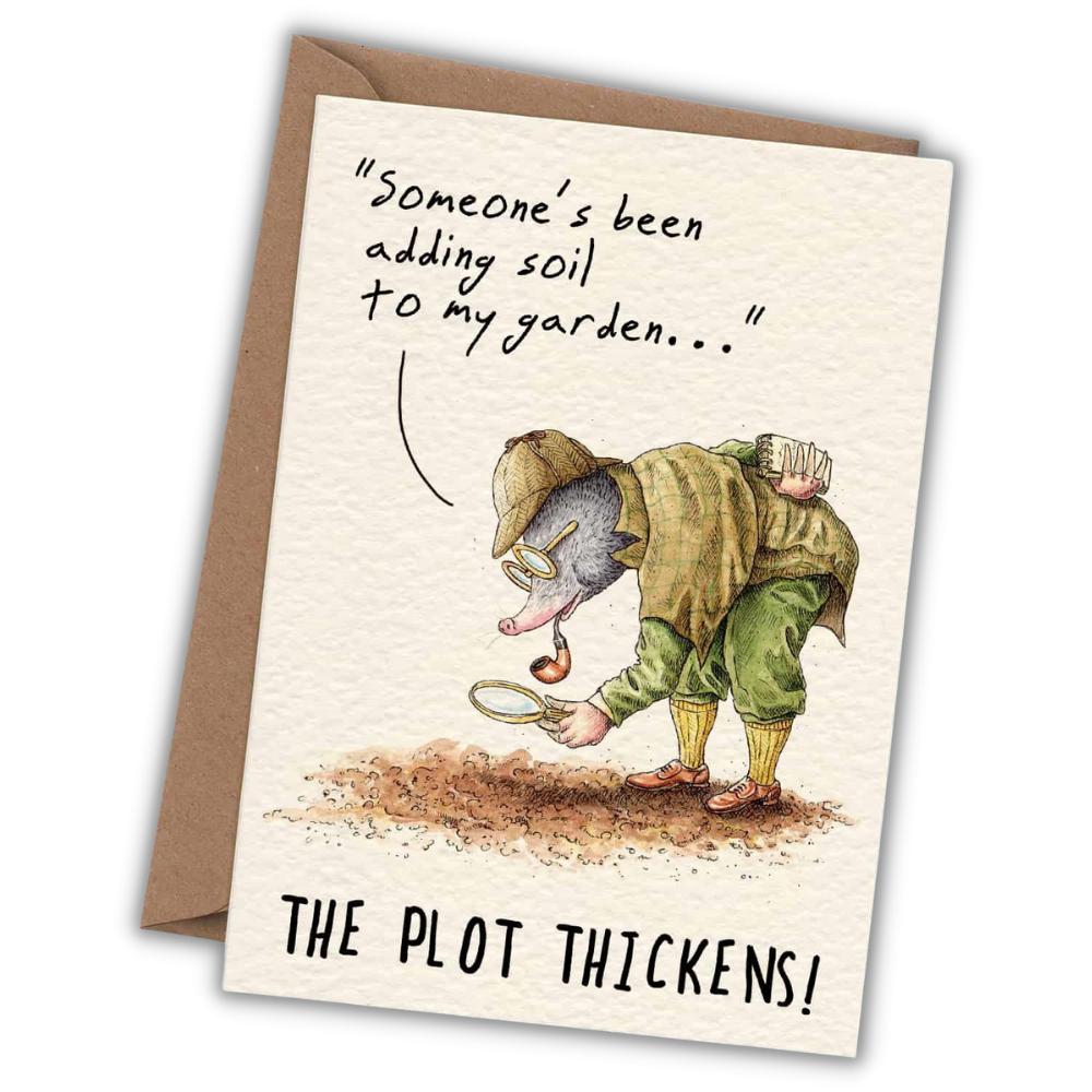 Greeting card mole "The plot thickens"-Fairy Positron
