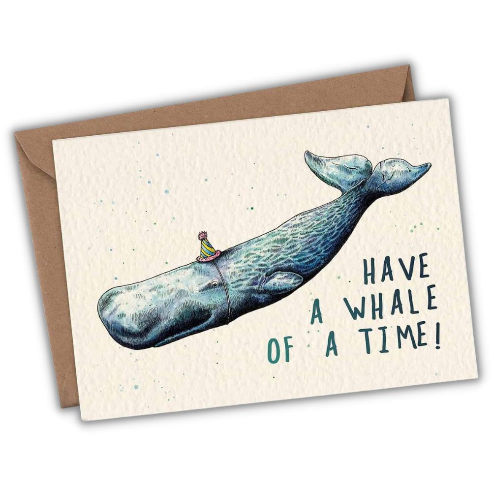 Greeting card sperm whale "Whale of a time" -. Fairy Positron