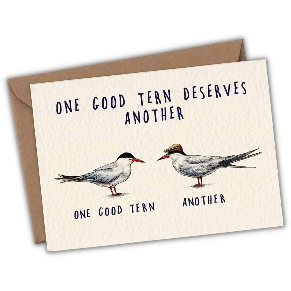 Greeting card tern "One good tern" -. Fairy Positron