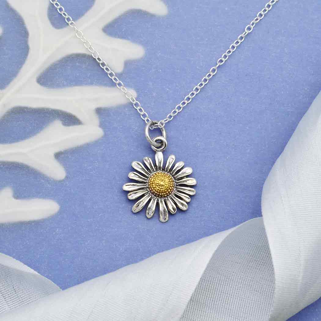 Silver necklace daisy - Fairy Positron