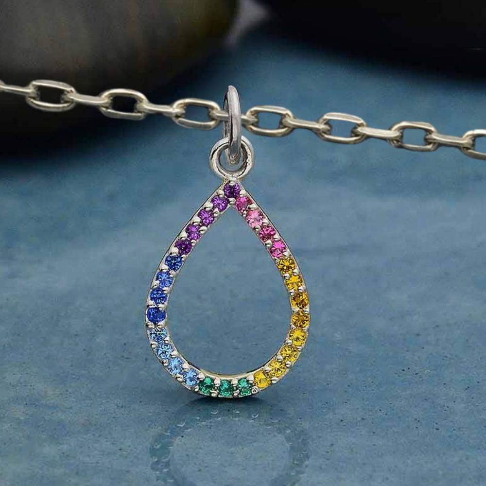 Silver necklace rainbow drop - Fairy Positron