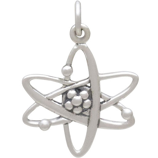Silver earrings atom - Fairy Positron