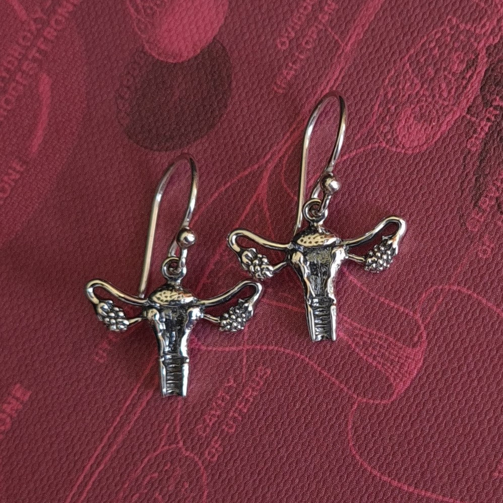 Silver earrings uterus - Fairy Positron