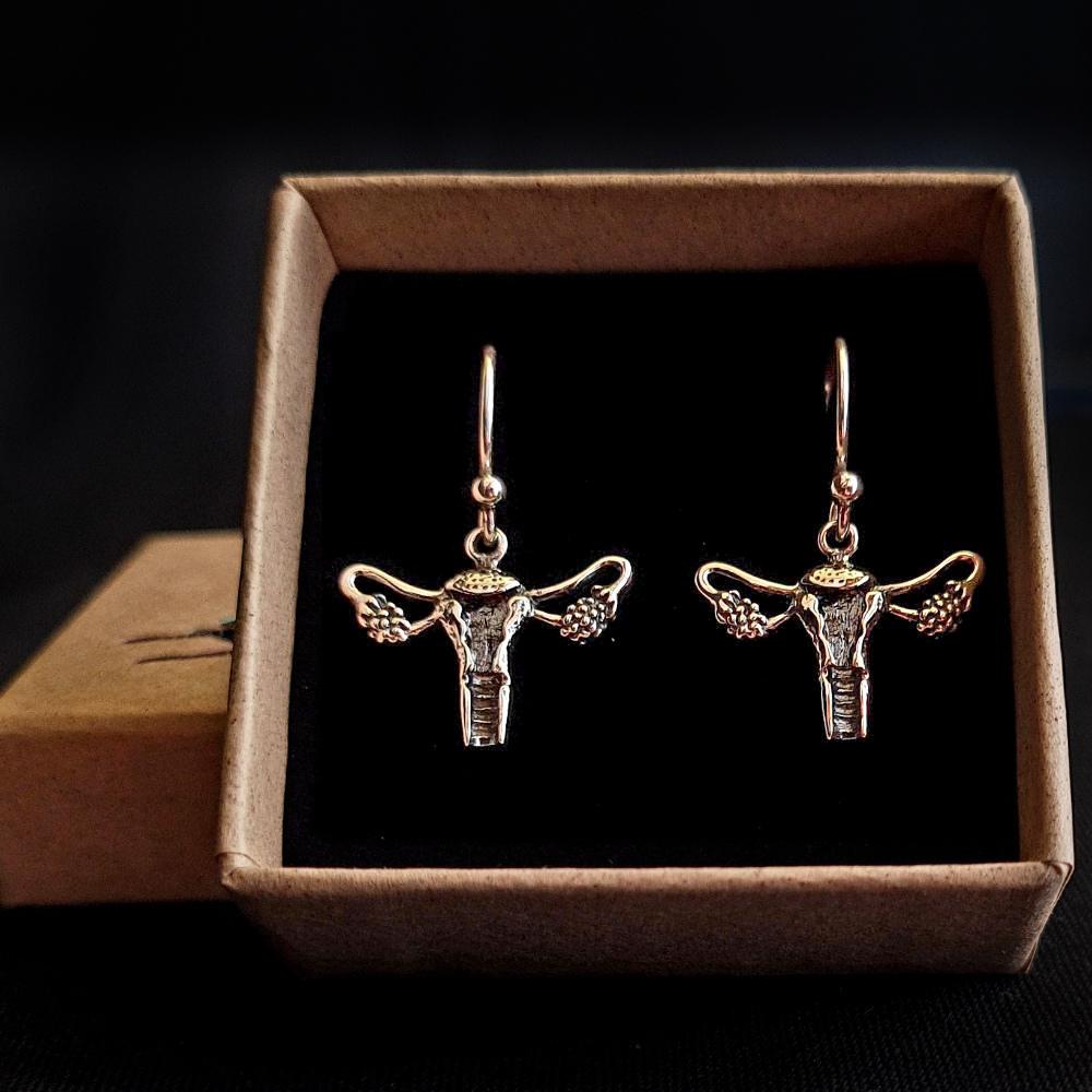 Silver earrings uterus - Fairy Positron