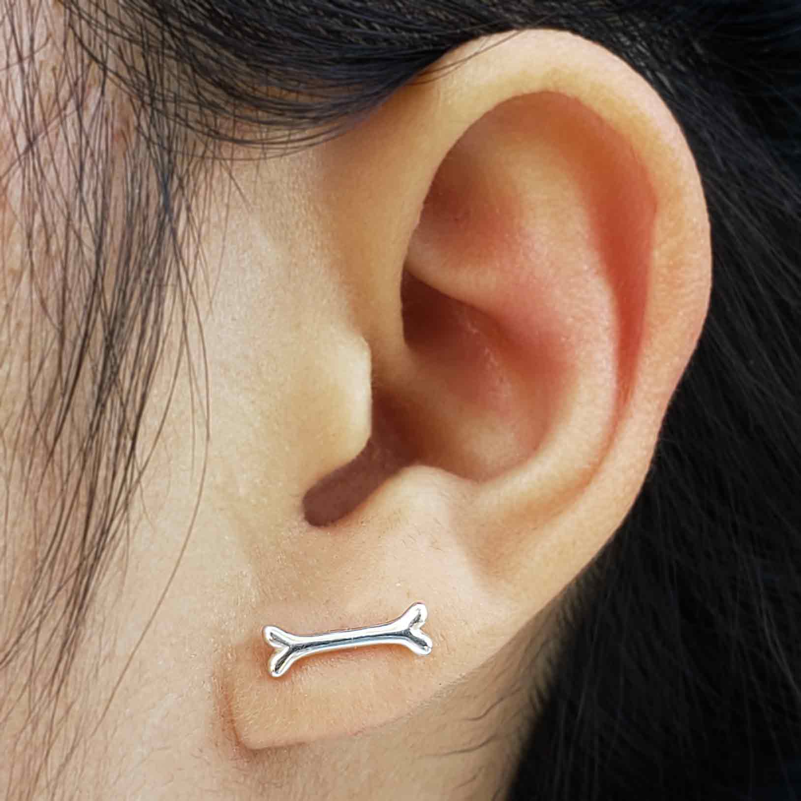 Silver earrings bone - Fairy Positron