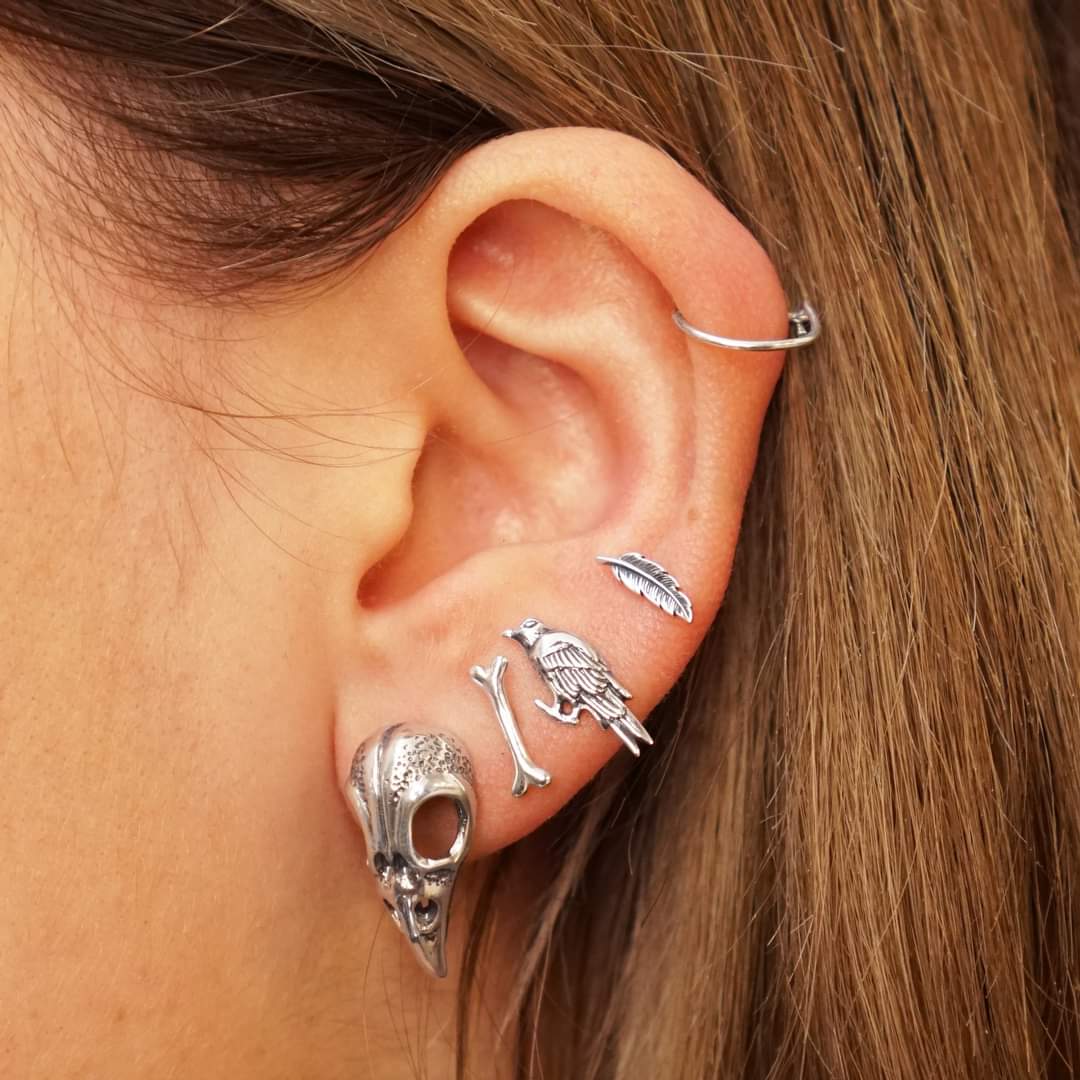Silver earrings bone - Fairy Positron