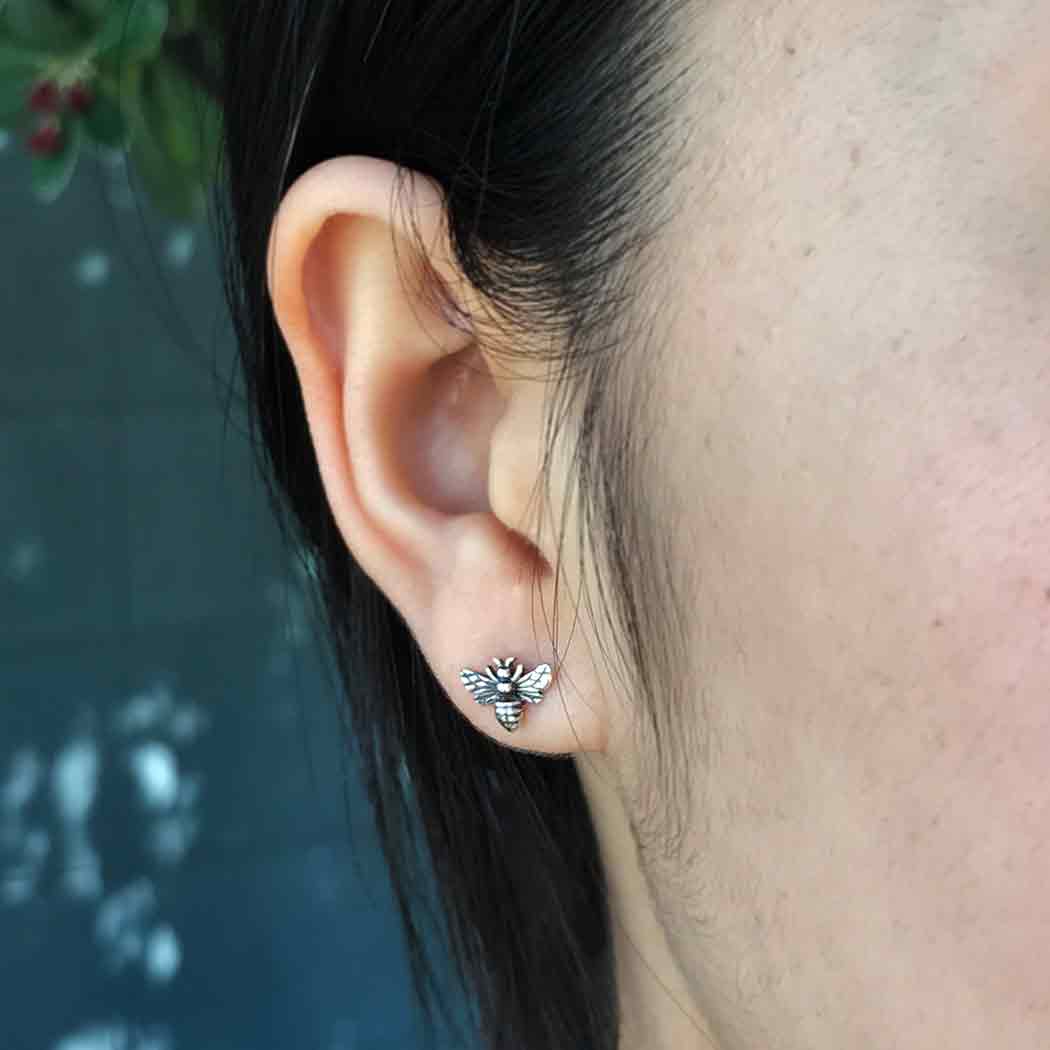 Silver earrings bee - Fairy Positron