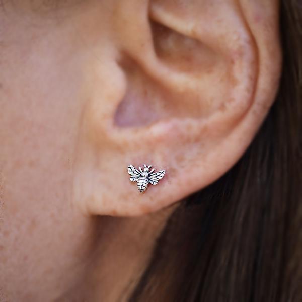 Silver earrings bee - Fairy Positron