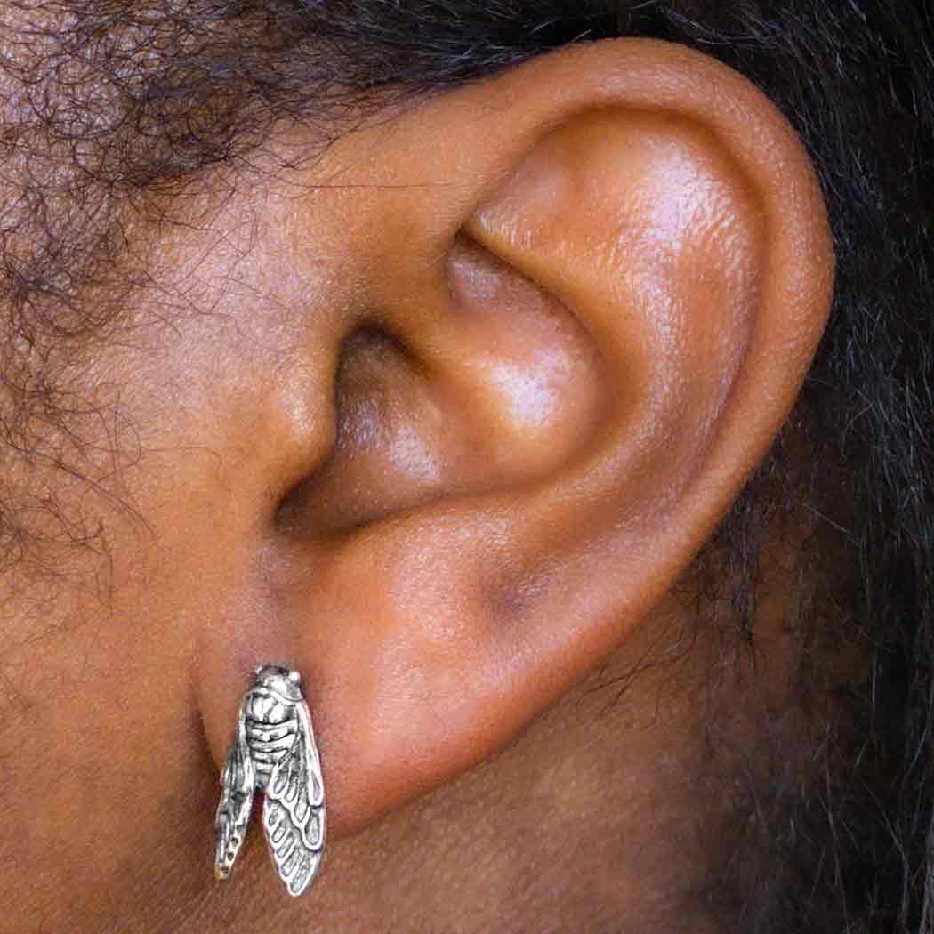 Silver earrings cicada - Fairy Positron