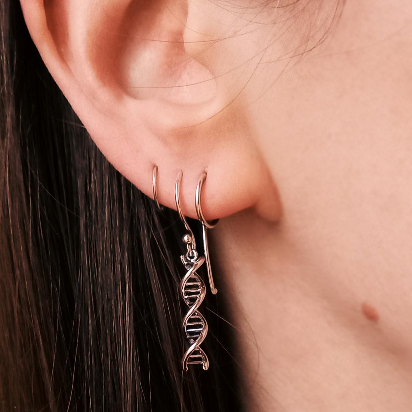 Silver earrings DNA double helix - Fairy Positron