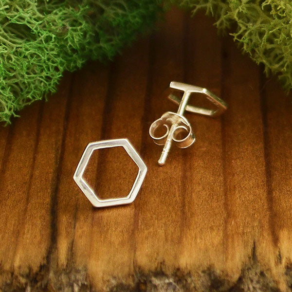 Silver earrings honeycomb/hexagon - Fairy Positron