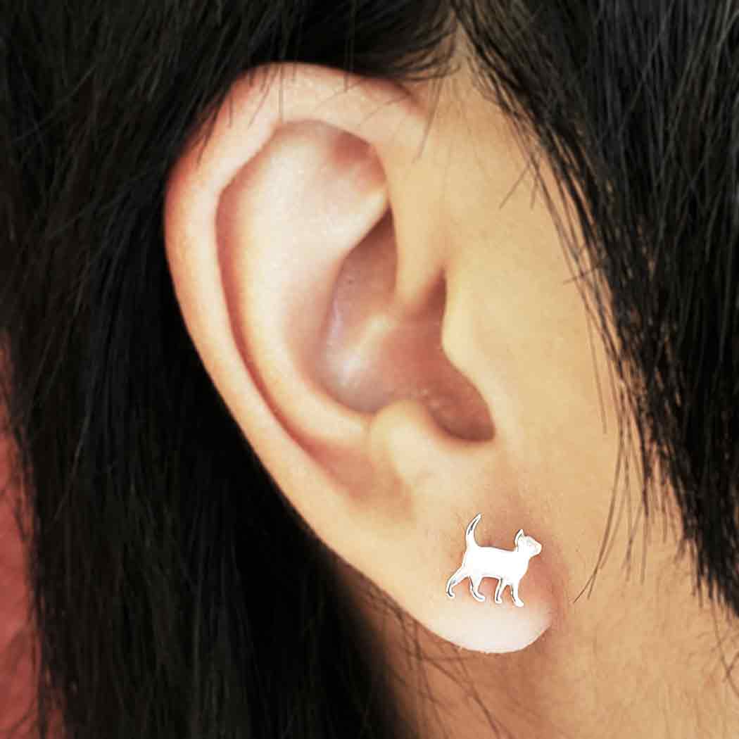 Silver earrings cat - Fairy Positron
