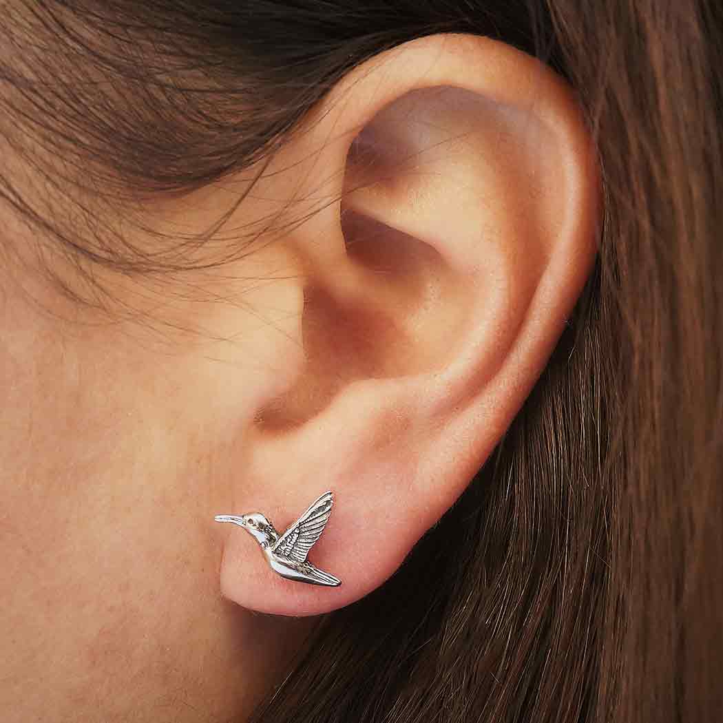 Silver earrings hummingbird - Fairy Positron