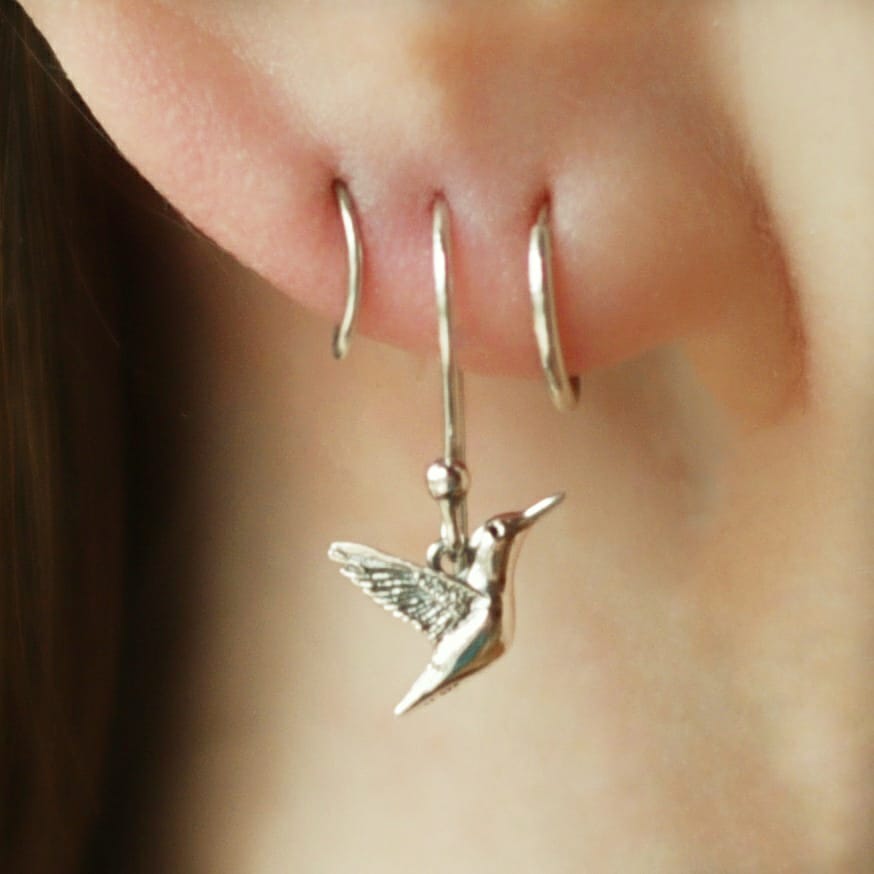 Silver earrings hummingbird (pendants) - Fairy Positron