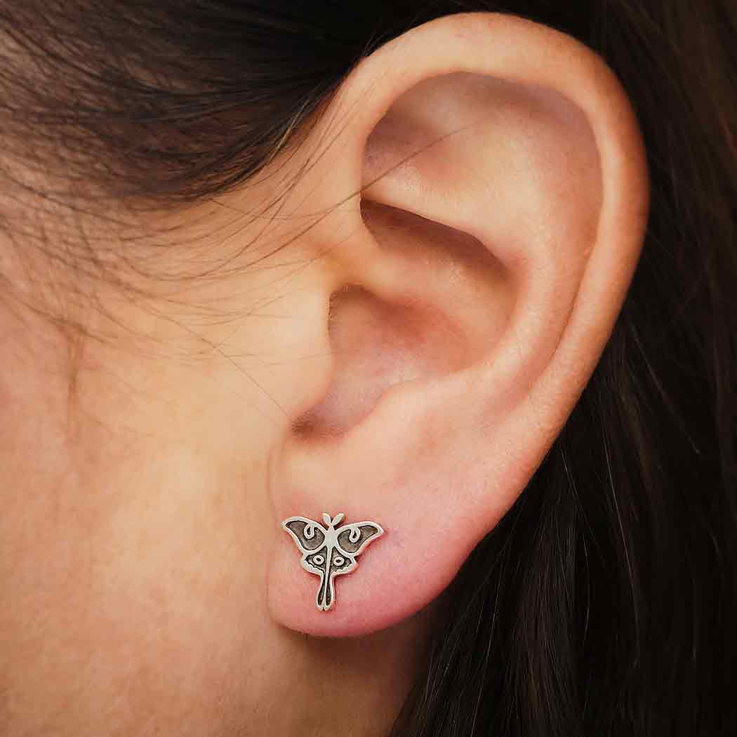Silver earrings moon butterfly - Fairy Positron