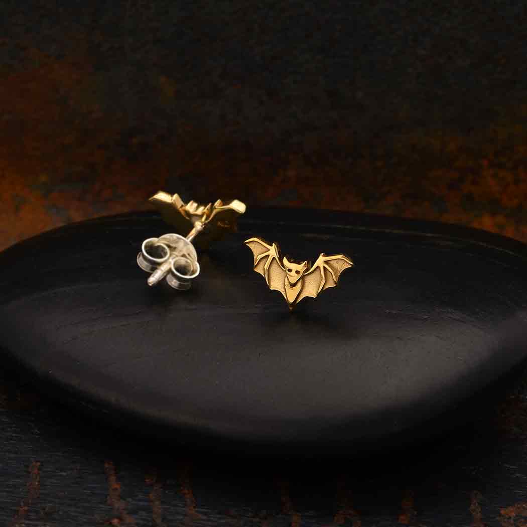 Silver earrings with bronze bat -. Fairy Positron