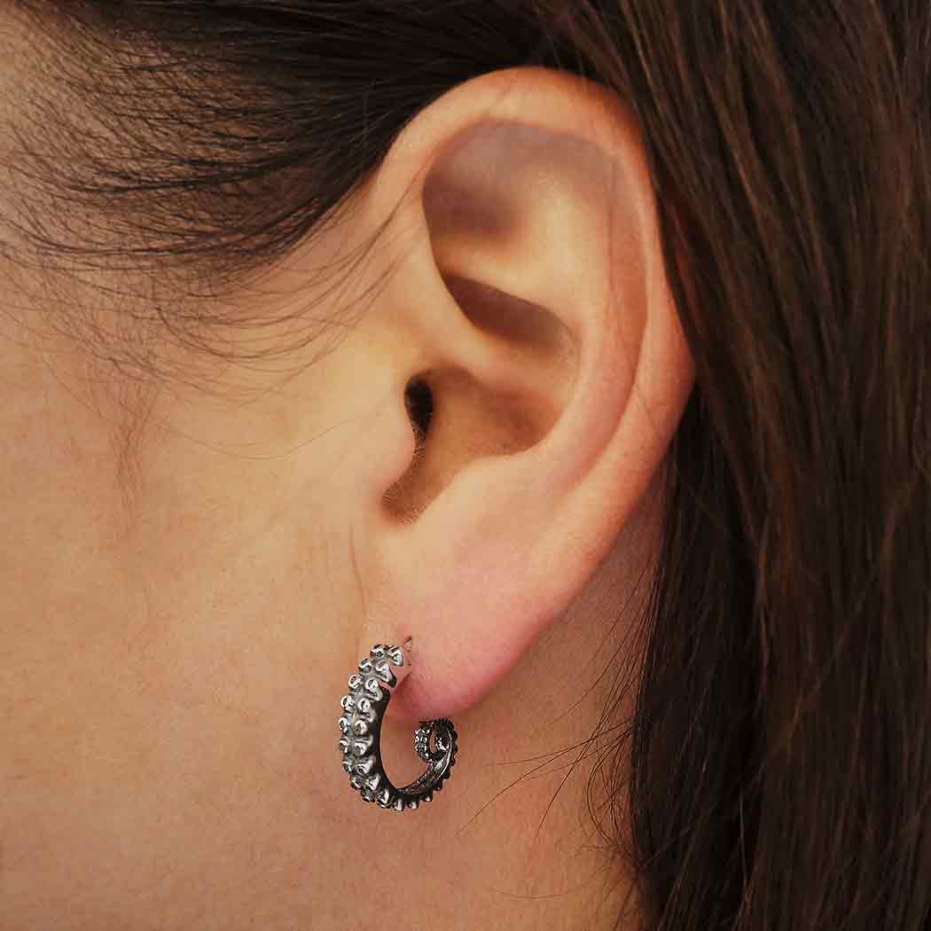 Silver earrings octopus arm - Fairy Positron