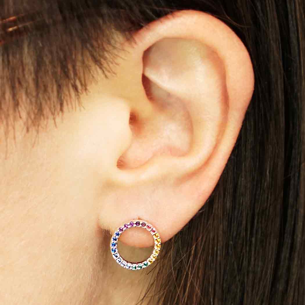 Silver earrings rainbow circle - Fairy Positron
