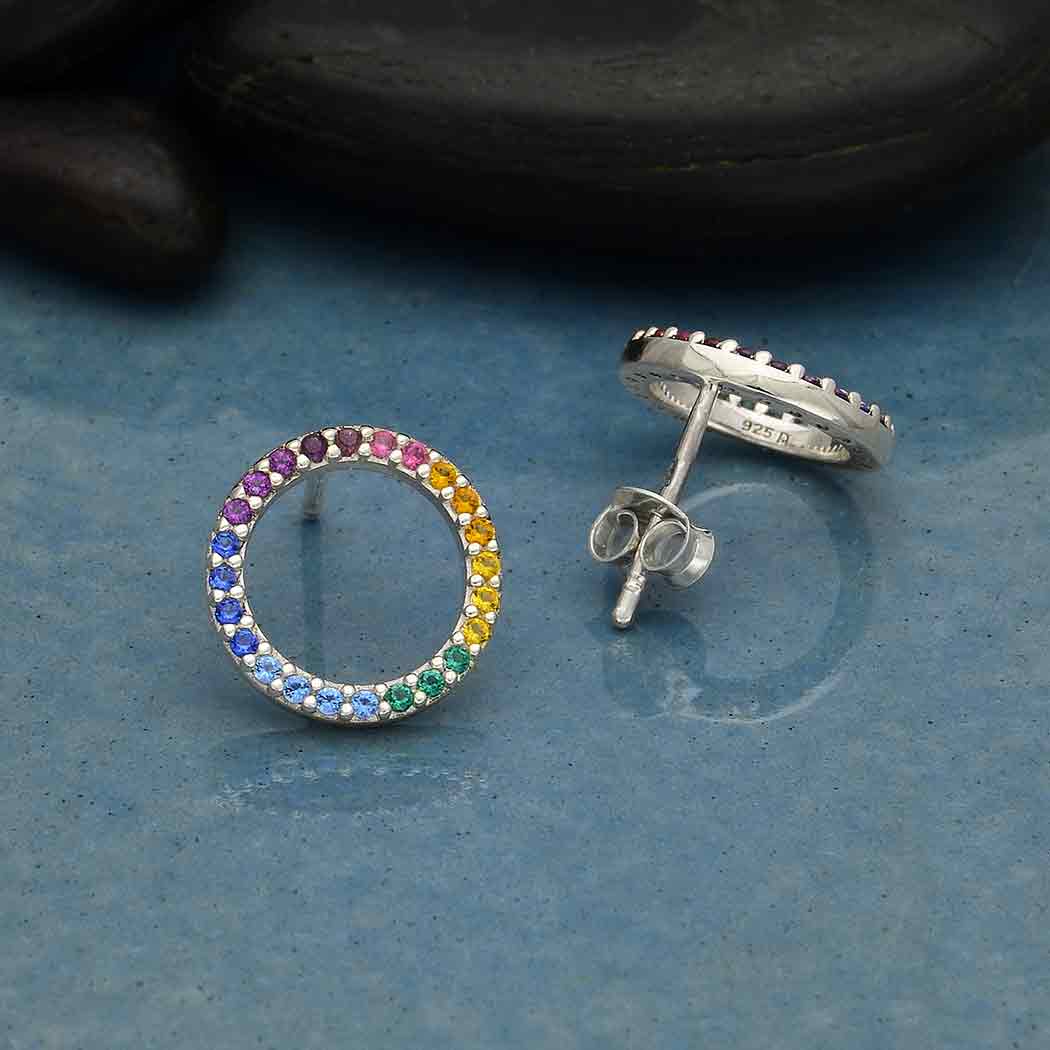 Silver earrings rainbow circle - Fairy Positron