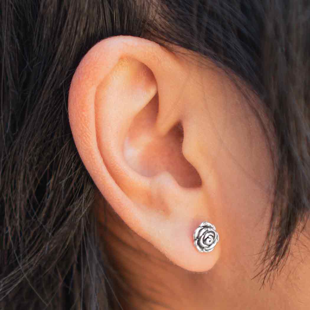 Silver earrings rose - Fairy Positron