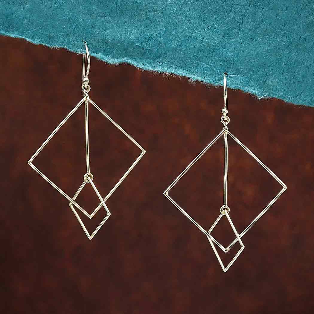 Silver earrings intertwined squares -. Fairy Positron