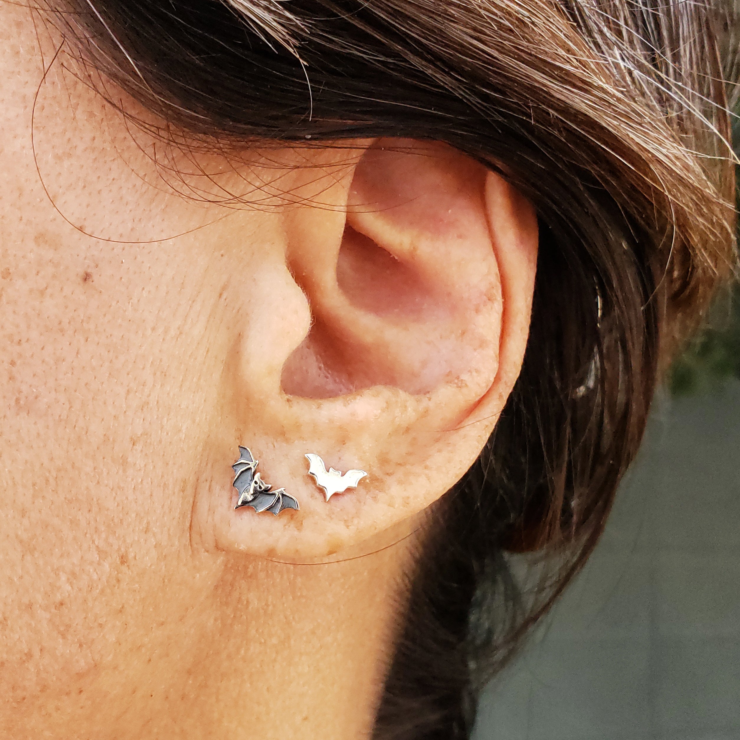 Silver earrings bat (detailed) - Fairy Positron