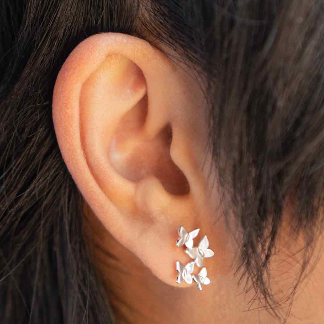 Silver earrings butterfly swarm - Fairy Positron