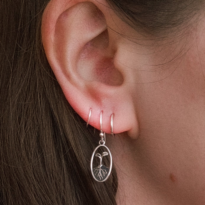 Silver earrings seedling - Fairy Positron