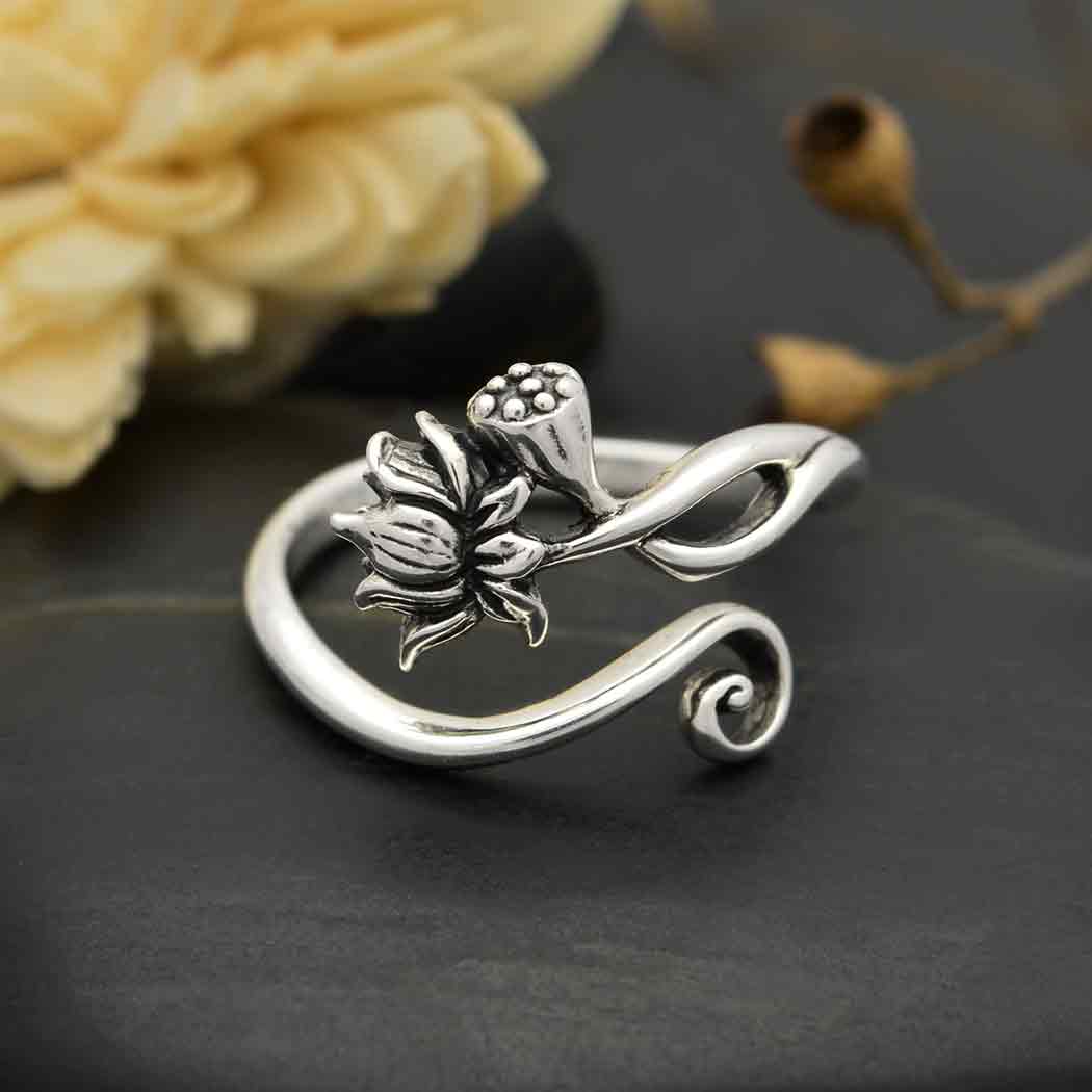 Silver ring lotus flower - Fairy Positron