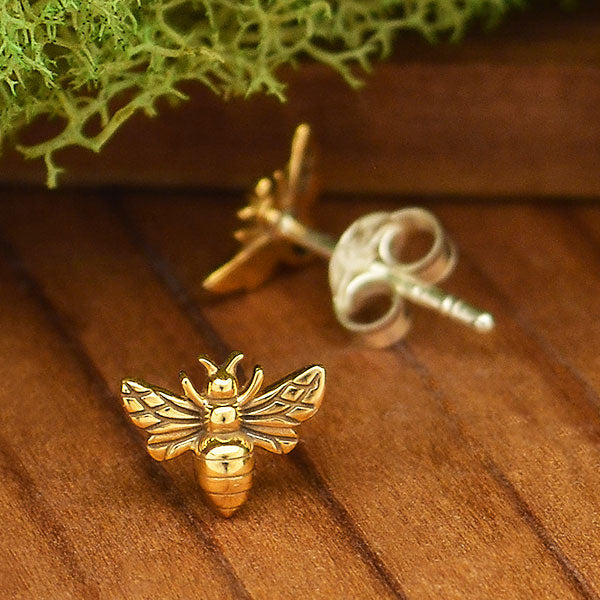 Silver studs with bronze bee (small) - Fairy Positron